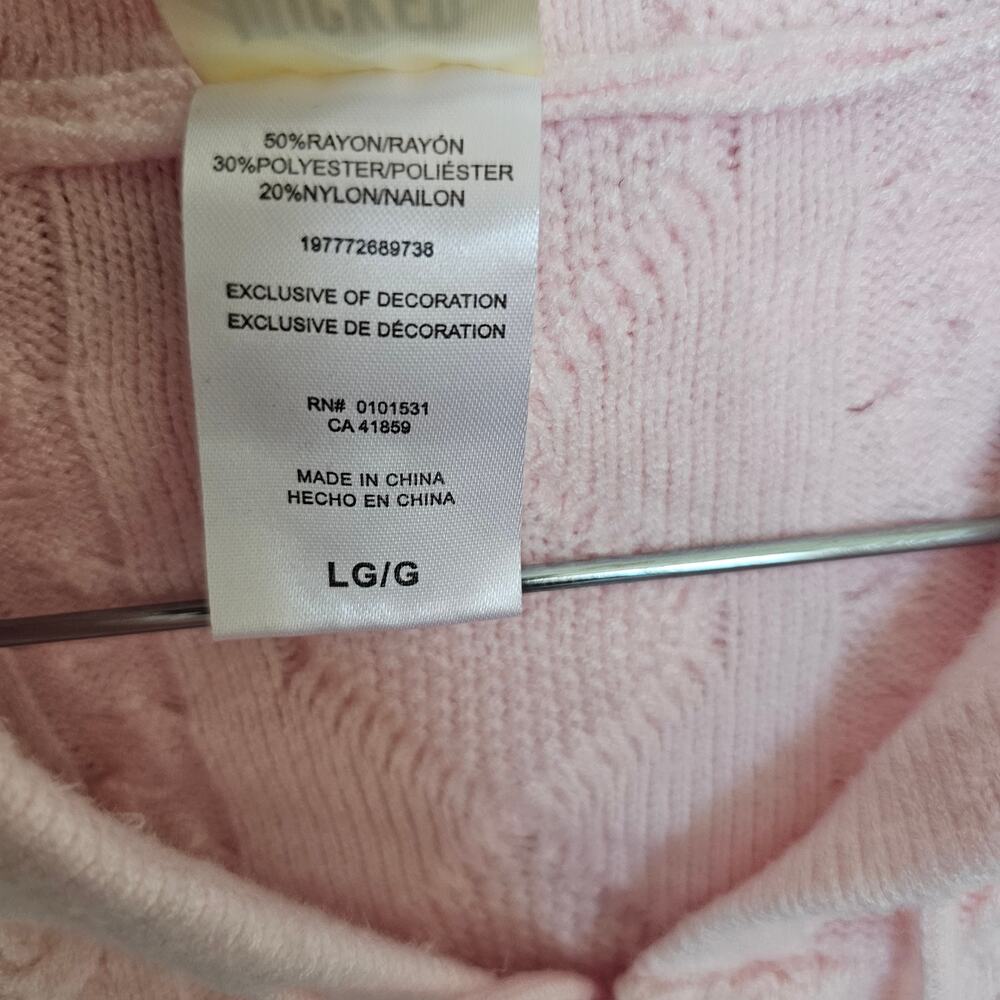 Wicked Brand Girls Hooded Sweater, Pink Cable Knit, Full Zip, Size L - Picture 5 of 10